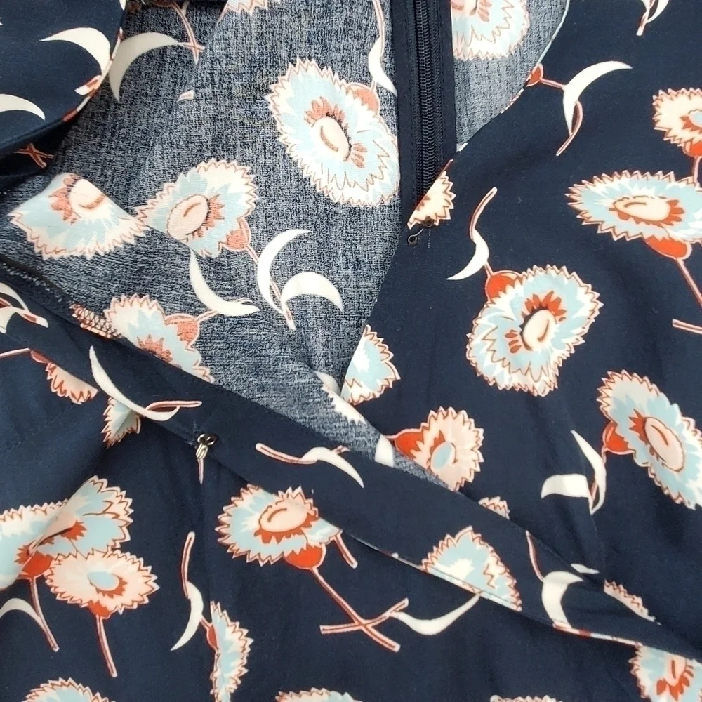 J. Crew Navy Floral Faux Wrap Mini Dress